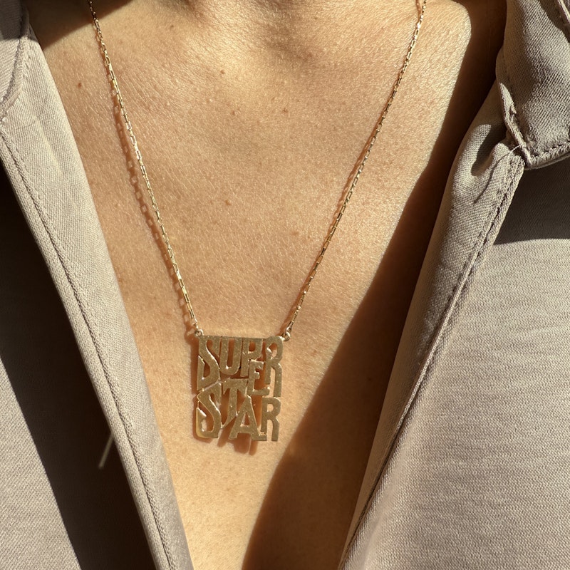 Vintage 14k Yellow Gold Superstar Pendent Necklace