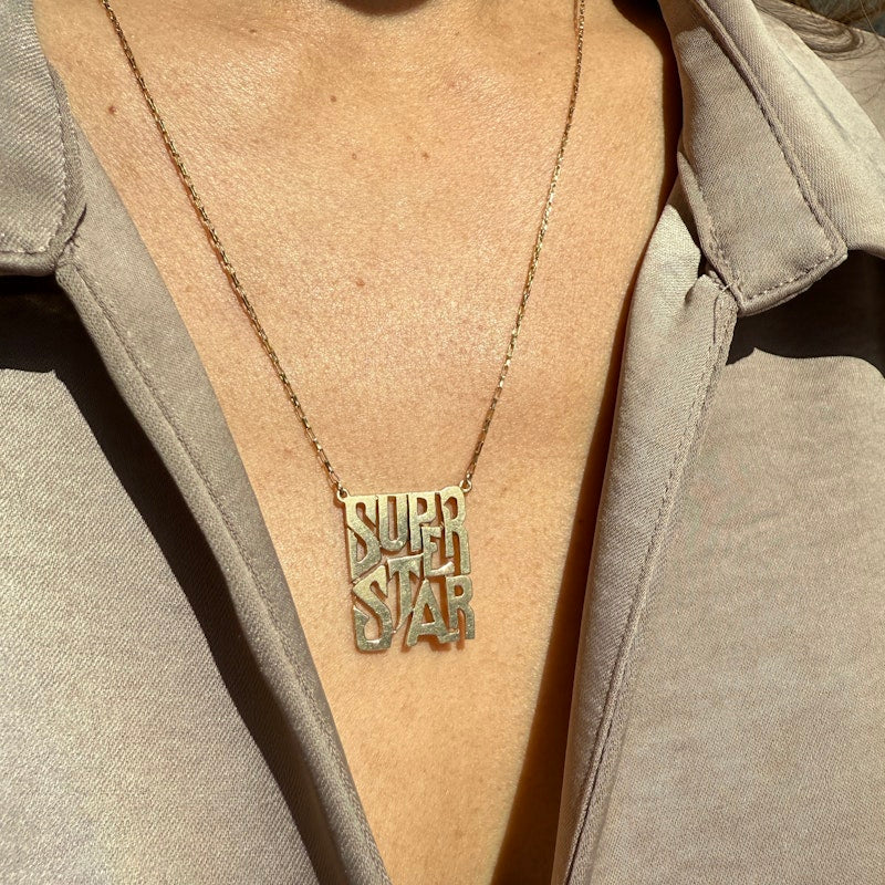 Vintage 14k Yellow Gold Superstar Pendent Necklace