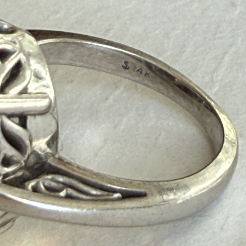 Vintage 14k White Gold Oval Mystic Topaz Cocktail Ring