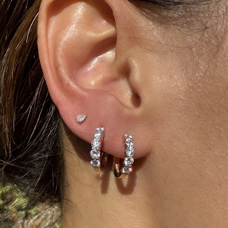 Shylee Rose 14k Rose Gold 5 Diamond Huggie Earrings