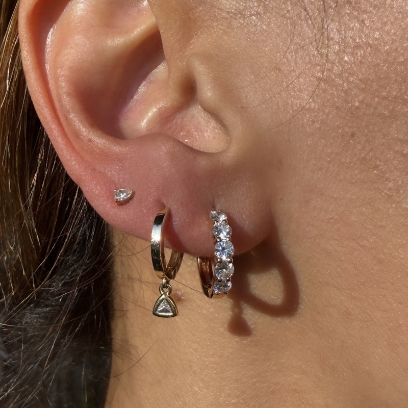 Shylee Rose 14k Rose Gold 5 Diamond Huggie Earrings