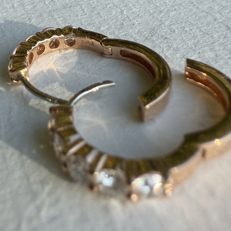 Shylee Rose 14k Rose Gold 5 Diamond Huggie Earrings