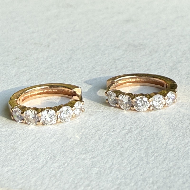 Shylee Rose 14k Rose Gold 5 Diamond Huggie Earrings