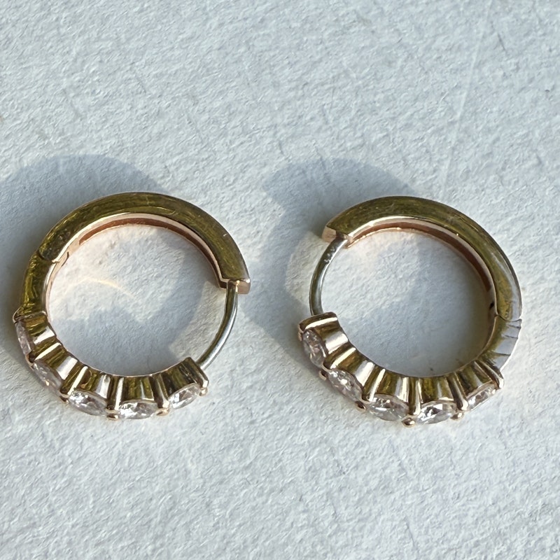 Shylee Rose 14k Rose Gold 5 Diamond Huggie Earrings