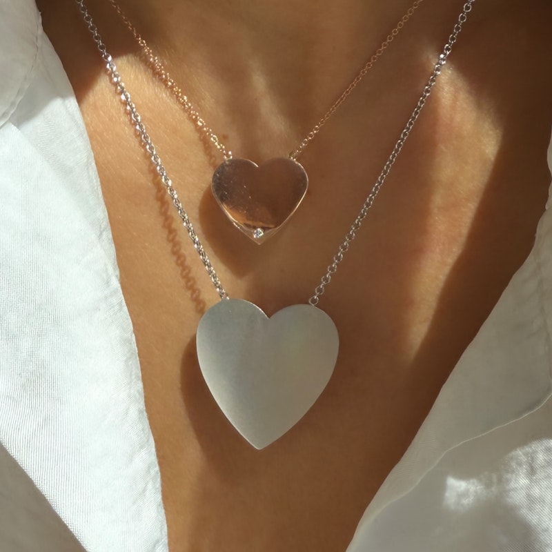 Shylee Rose Diamond+Rose Gold MSxSRJ Medium Heart Necklace