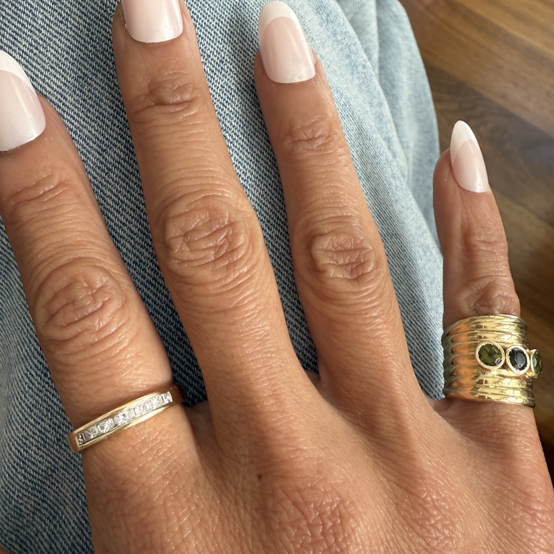 14k Yellow Gold Channel Set Princess and Baguette Diamond Band Ring