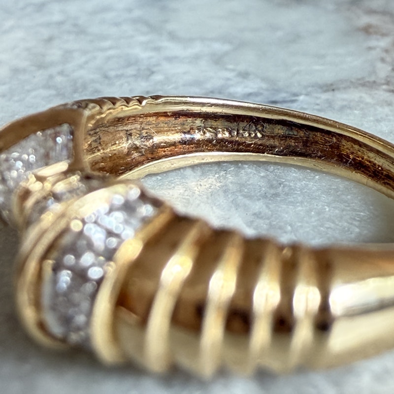 14k Yellow Gold Diamond Bow Ring