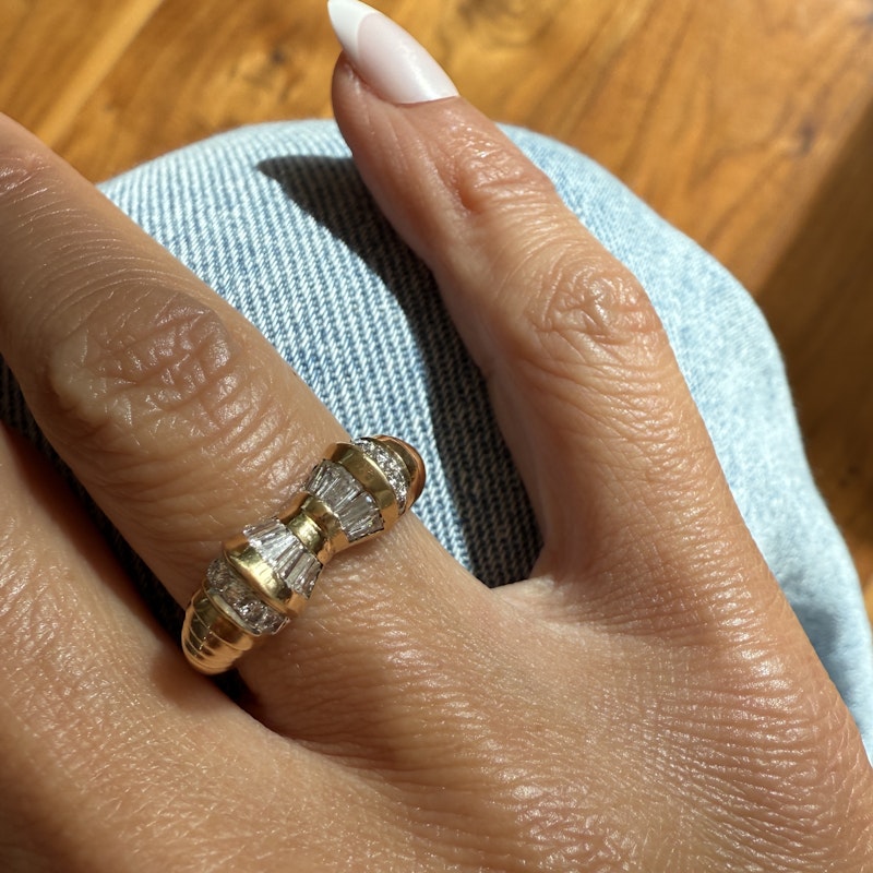 14k Yellow Gold Diamond Bow Ring