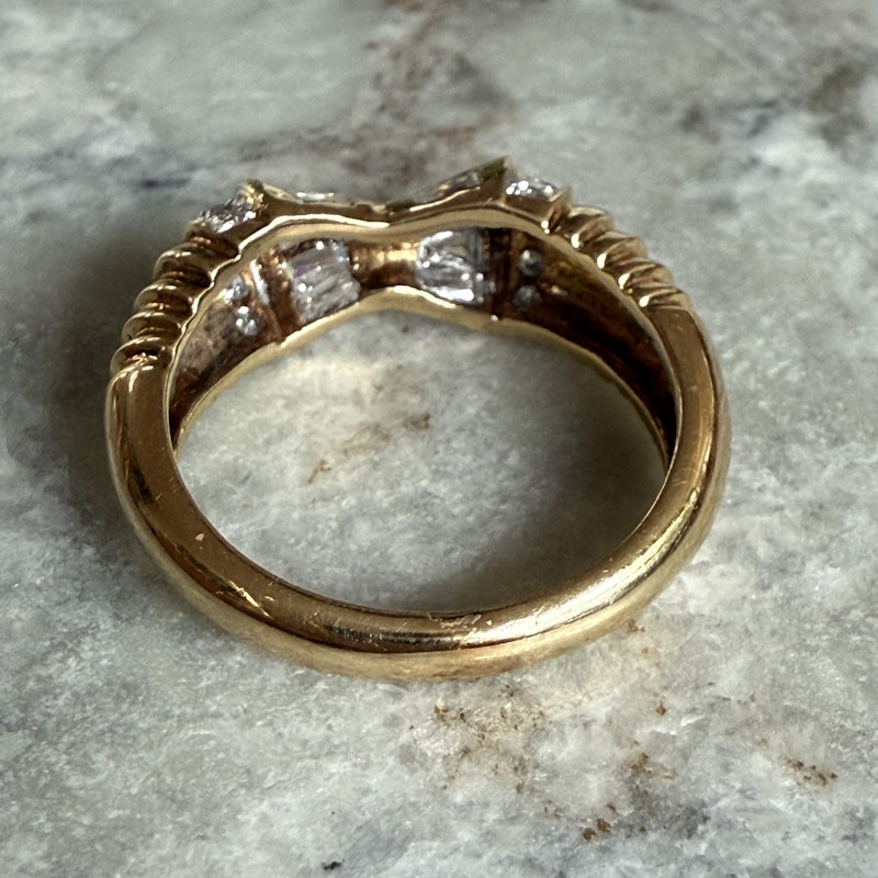 14k Yellow Gold Diamond Bow Ring