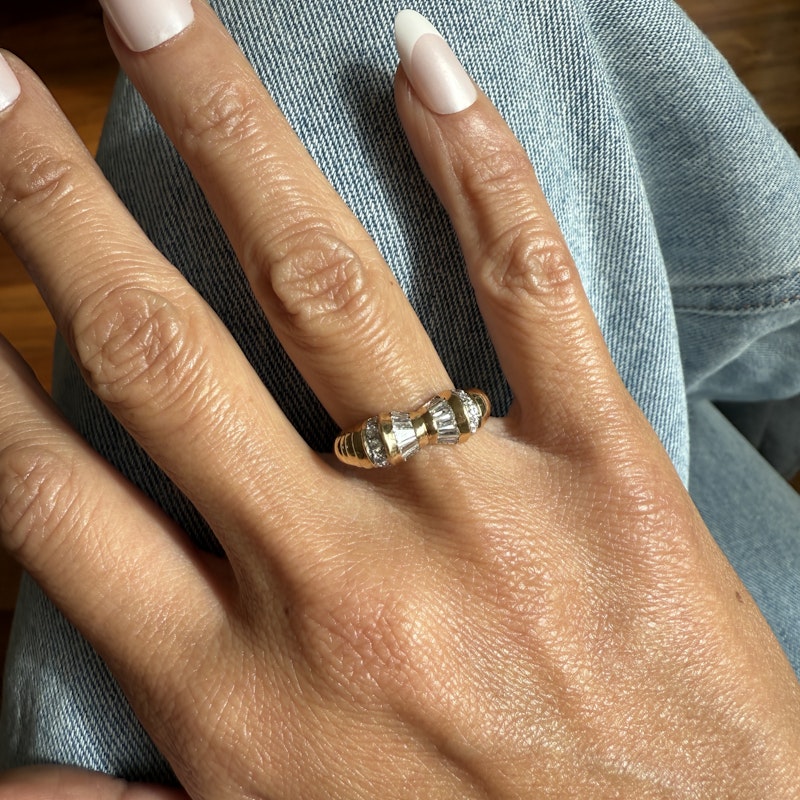 14k Yellow Gold Diamond Bow Ring