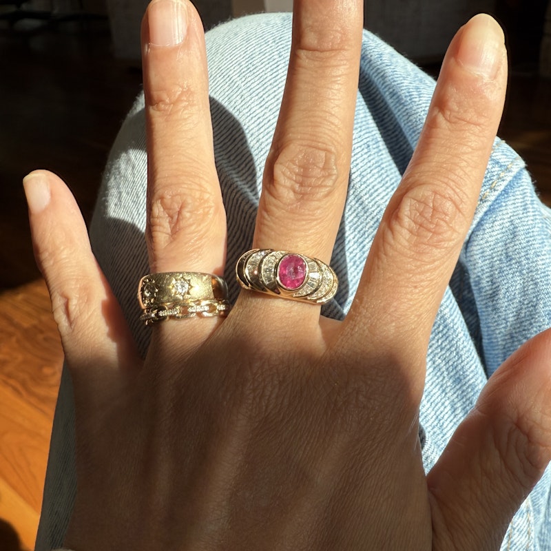 14k Yellow Gold Oval Ruby Diamond Ring