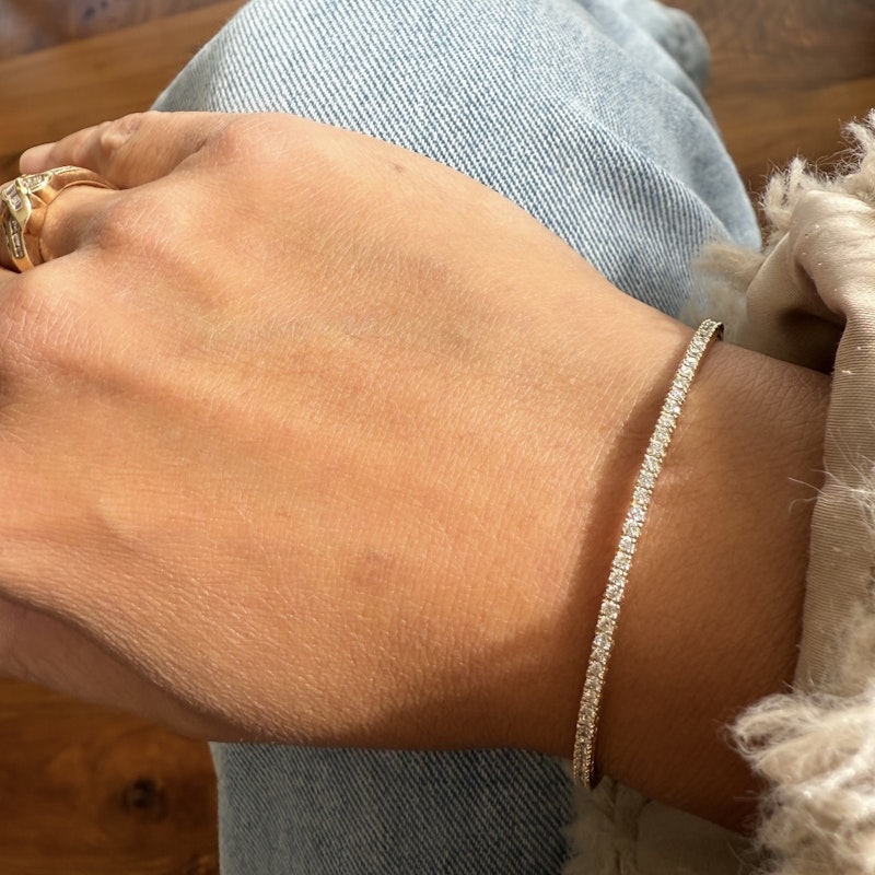 14k Yellow Gold Diamond Flexible Tennis Bangle Bracelet