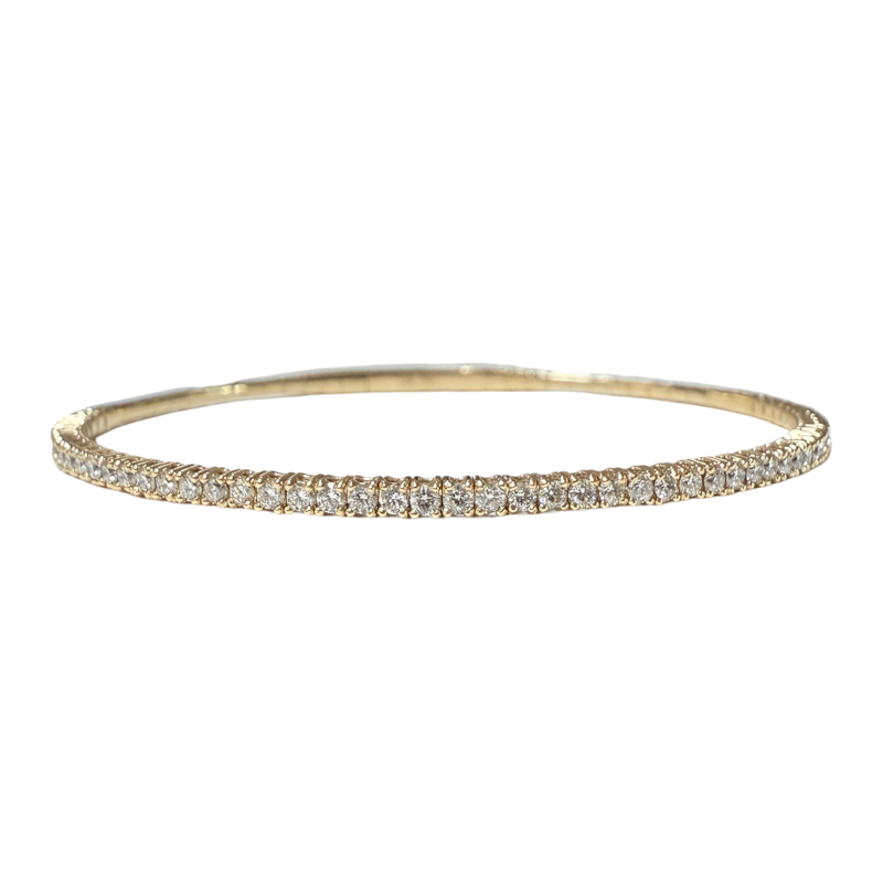 14k Yellow Gold Diamond Flexible Tennis Bangle Bracelet