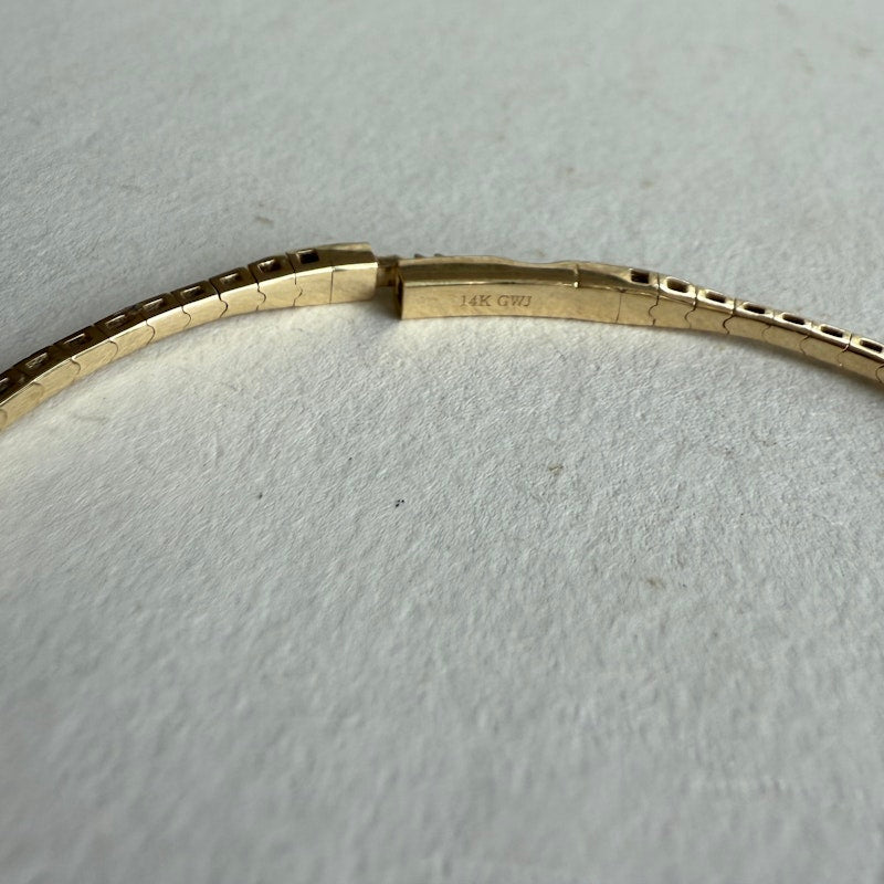 14k Yellow Gold Diamond Flexible Tennis Bangle Bracelet