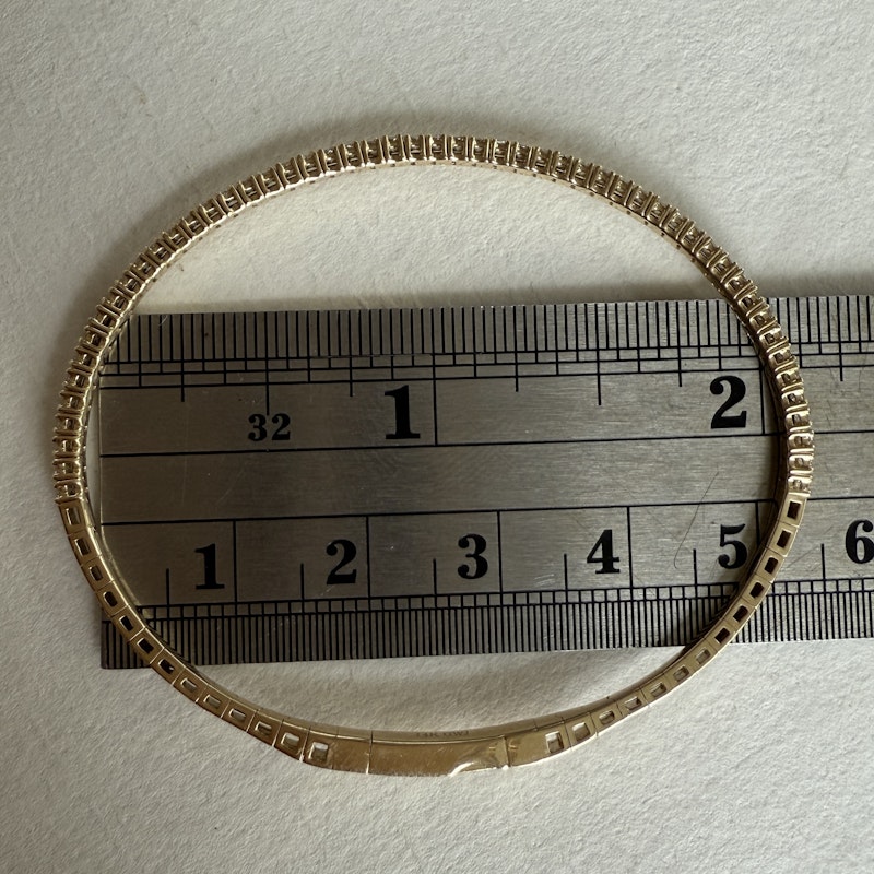 14k Yellow Gold Diamond Flexible Tennis Bangle Bracelet