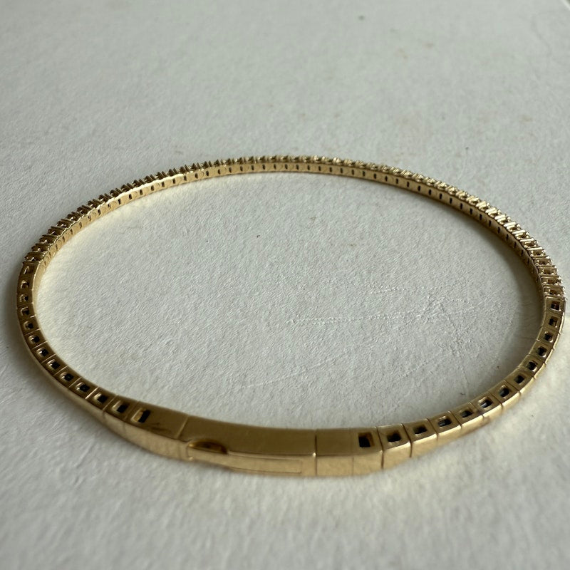 14k Yellow Gold Diamond Flexible Tennis Bangle Bracelet