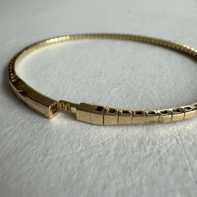 14k Yellow Gold Diamond Flexible Tennis Bangle Bracelet
