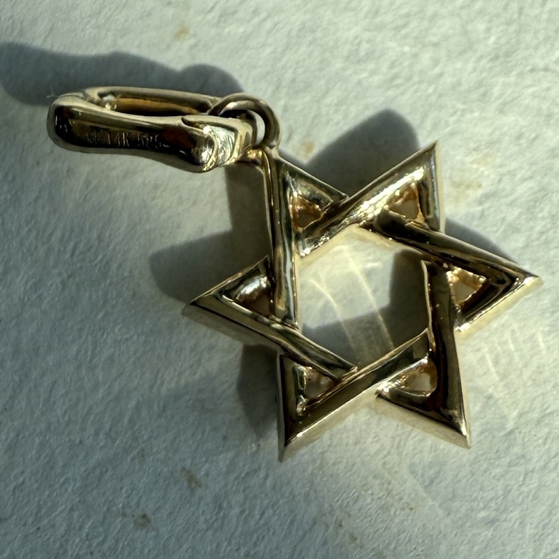 14K Yellow Gold Star of David Diamond Charm Pendant