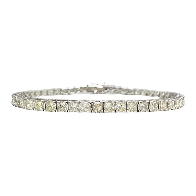 14k White Gold Princess Cut Diamond Tennis Bracelet 5.06ctw
