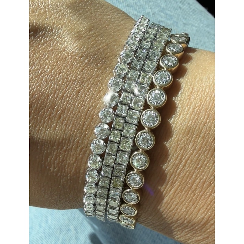 14k White Gold Princess Cut Diamond Tennis Bracelet 5.06ctw