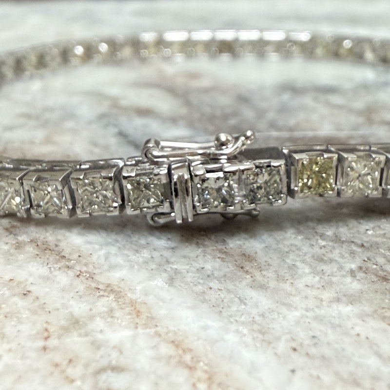 14k White Gold Princess Cut Diamond Tennis Bracelet 5.06ctw