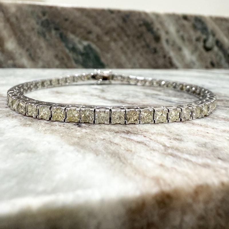 14k White Gold Princess Cut Diamond Tennis Bracelet 5.06ctw