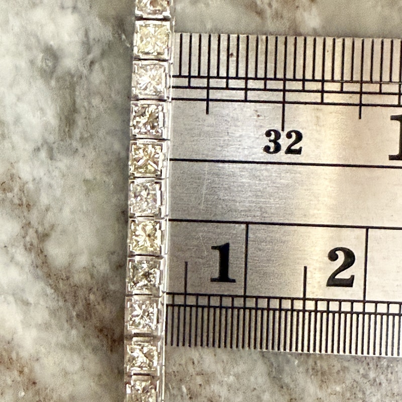 14k White Gold Princess Cut Diamond Tennis Bracelet 5.06ctw