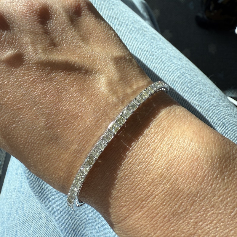 14k White Gold Princess Cut Diamond Tennis Bracelet 5.06ctw
