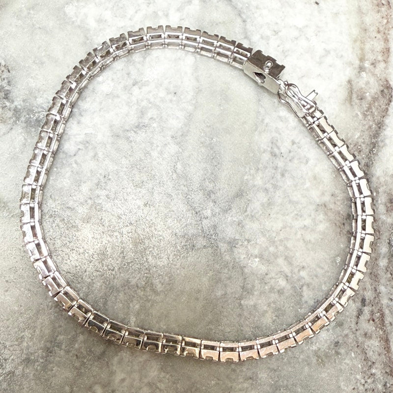 14k White Gold Princess Cut Diamond Tennis Bracelet 5.06ctw