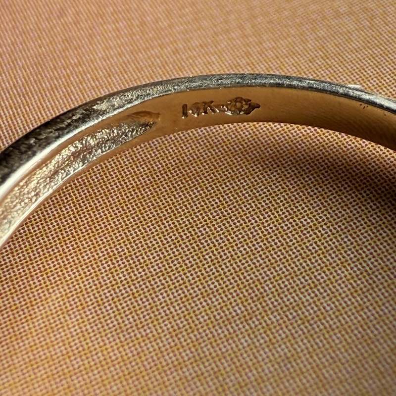 14k Yellow Gold Baguette Diamond Mini Bow Ring