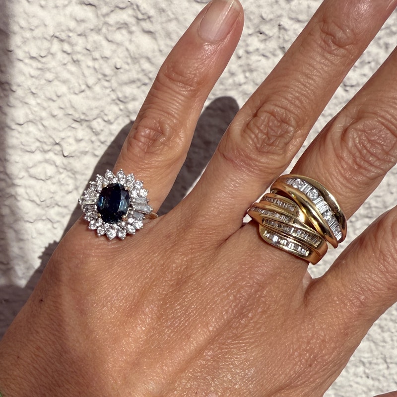 14K Yellow Gold Channel-Set Baguette Diamond Bypass Ring