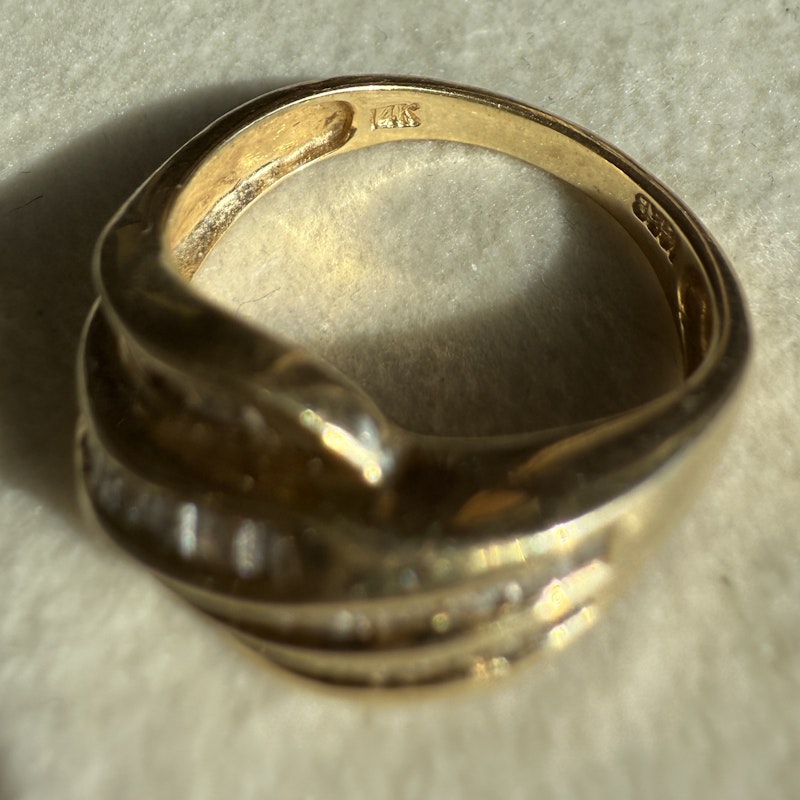 14K Yellow Gold Channel-Set Baguette Diamond Bypass Ring