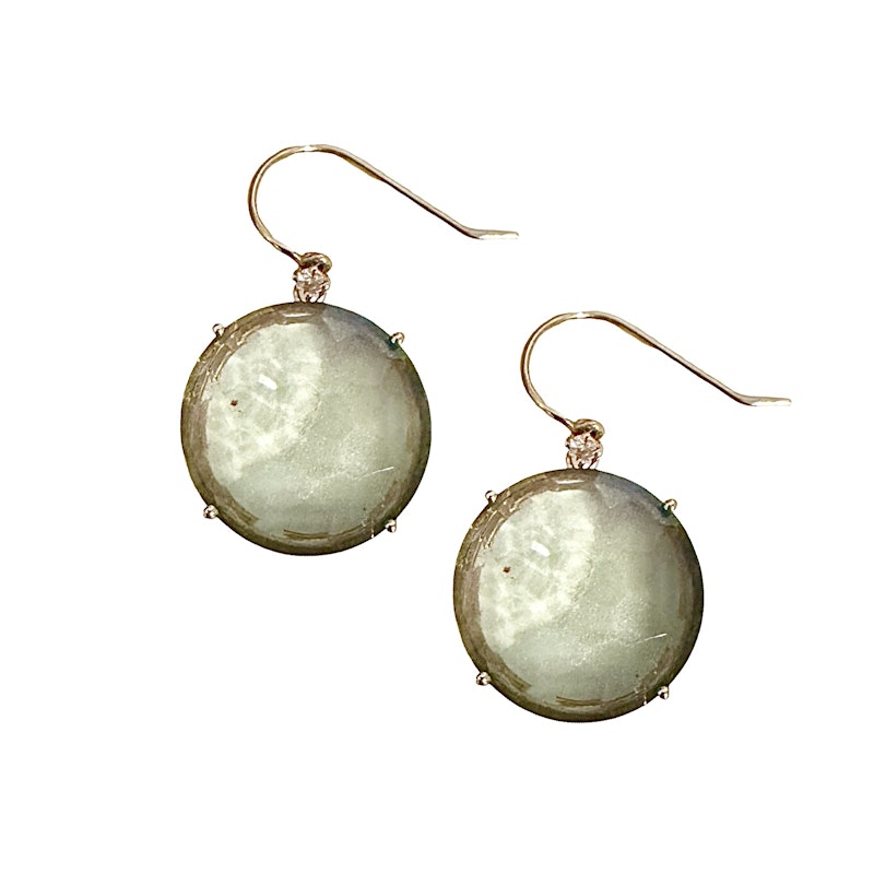 14k Rose Gold Green Amethyst Drop Earrings