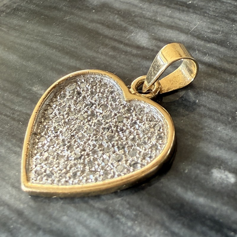 14K Yellow Gold Heart Pendant Charm with Illusion-Set Diamond