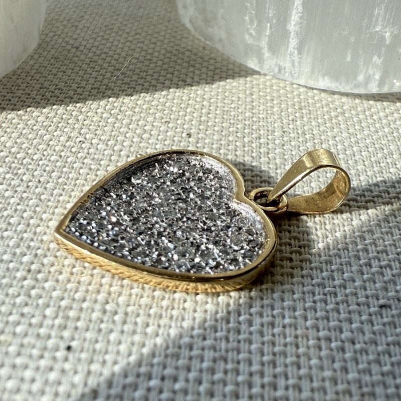 14K Yellow Gold Heart Pendant Charm with Illusion-Set Diamond