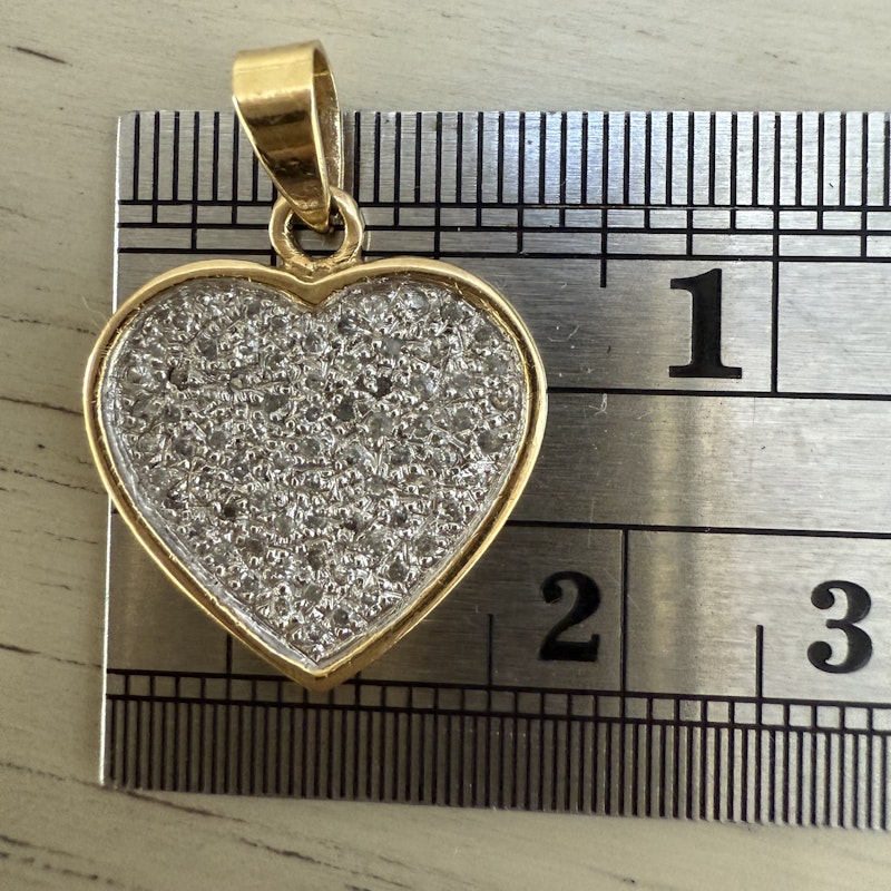 14K Yellow Gold Heart Pendant Charm with Illusion-Set Diamond