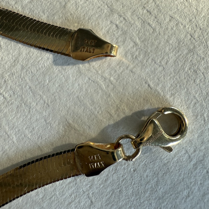 14K Yellow Gold Vintage Italian Herringbone Bracelet