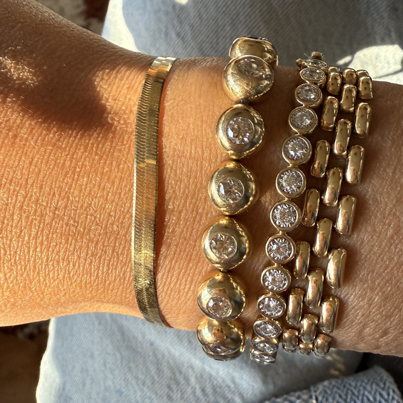 14K Yellow Gold Vintage Italian Herringbone Bracelet