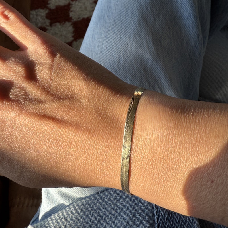 14K Yellow Gold Vintage Italian Herringbone Bracelet