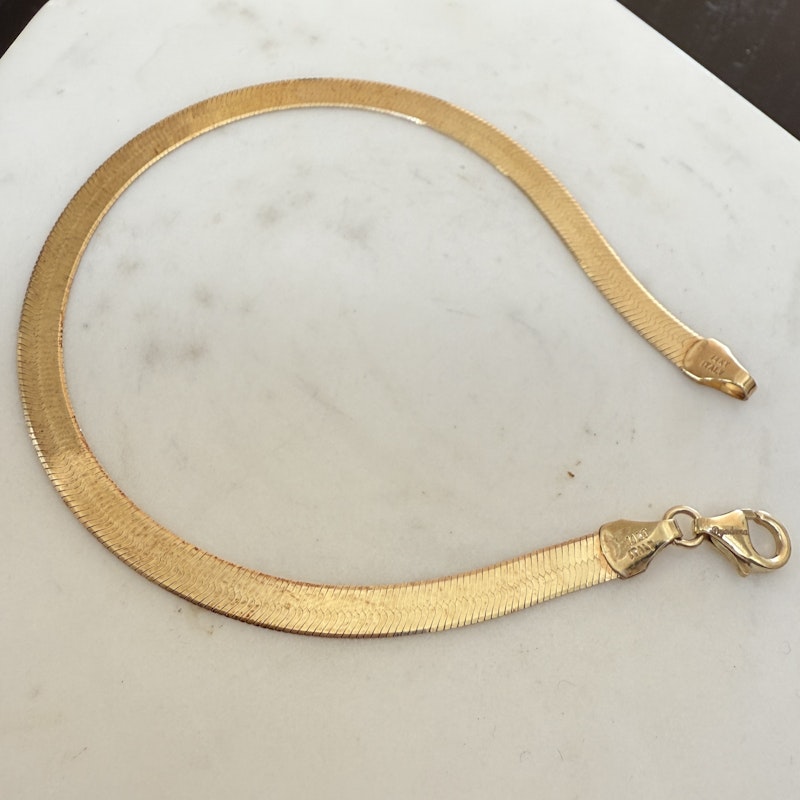 14K Yellow Gold Vintage Italian Herringbone Bracelet