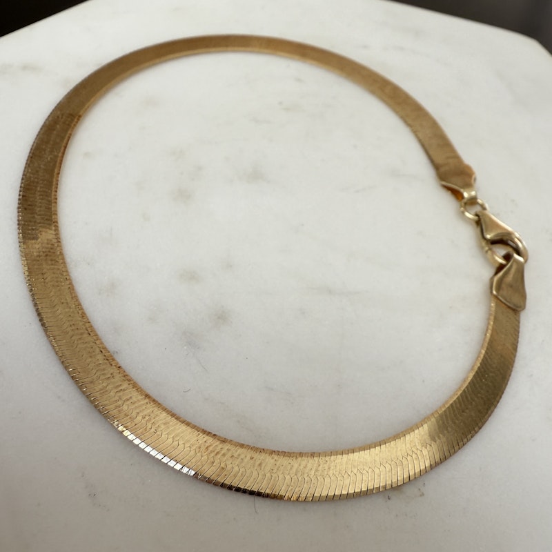 14K Yellow Gold Vintage Italian Herringbone Bracelet