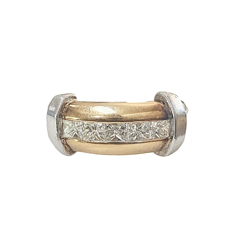 14K White & Yellow Gold Two-Tone Princess Cut Diamond Ring
