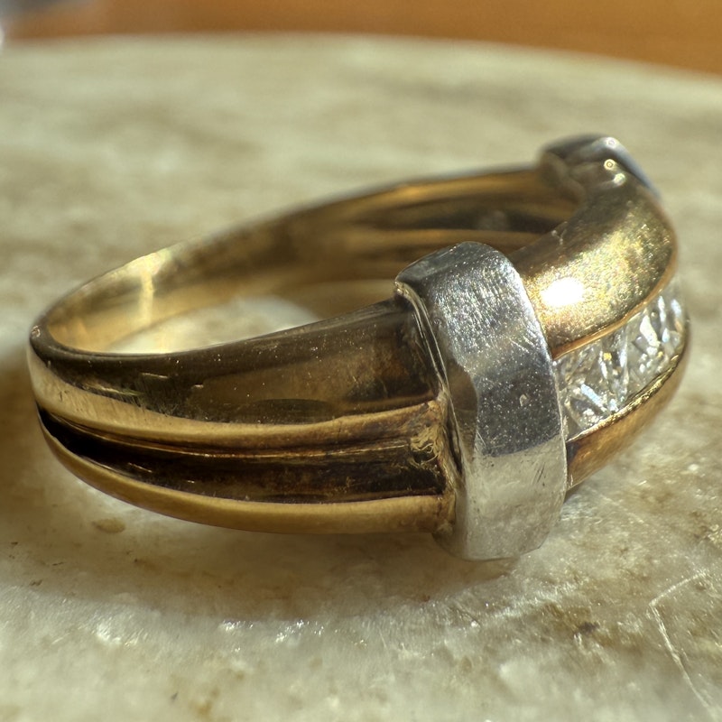 14K White & Yellow Gold Two-Tone Princess Cut Diamond Ring