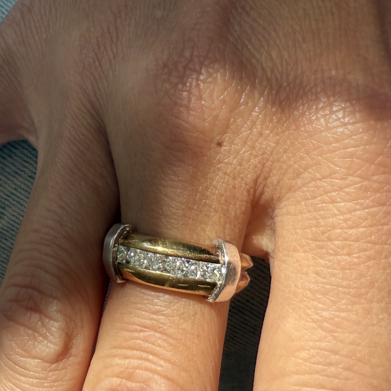 14K White & Yellow Gold Two-Tone Princess Cut Diamond Ring