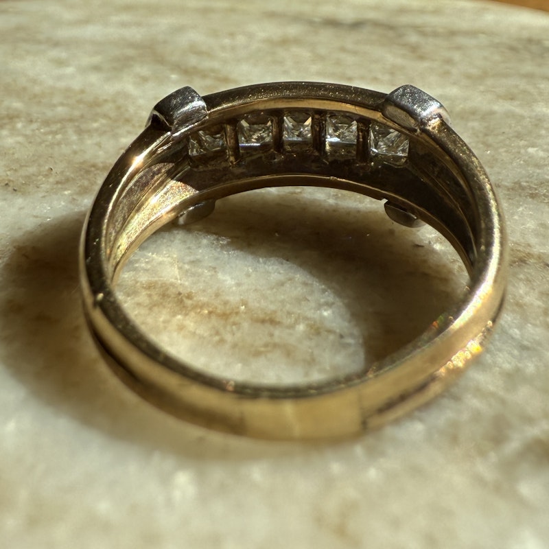 14K White & Yellow Gold Two-Tone Princess Cut Diamond Ring