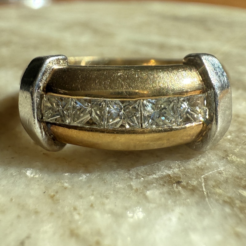 14K White & Yellow Gold Two-Tone Princess Cut Diamond Ring