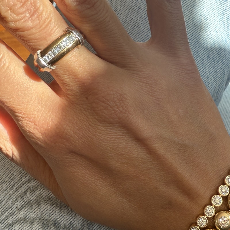 14K White & Yellow Gold Two-Tone Princess Cut Diamond Ring