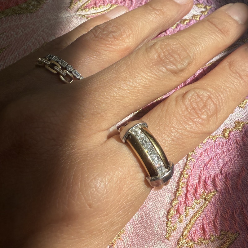14K White & Yellow Gold Two-Tone Princess Cut Diamond Ring