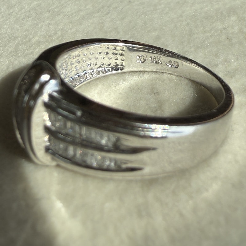 14k White Gold Art Deco-Inspired Baguette Diamond Ring