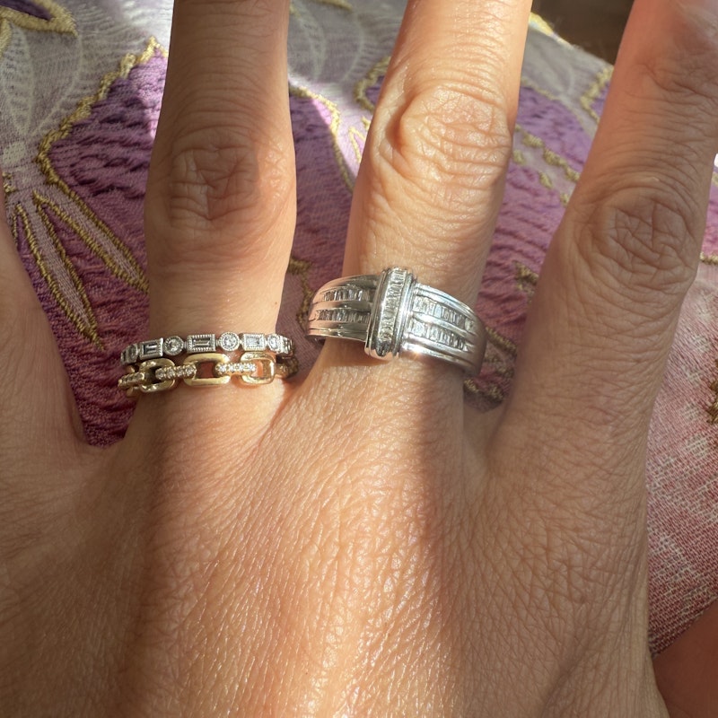 14k White Gold Art Deco-Inspired Baguette Diamond Ring
